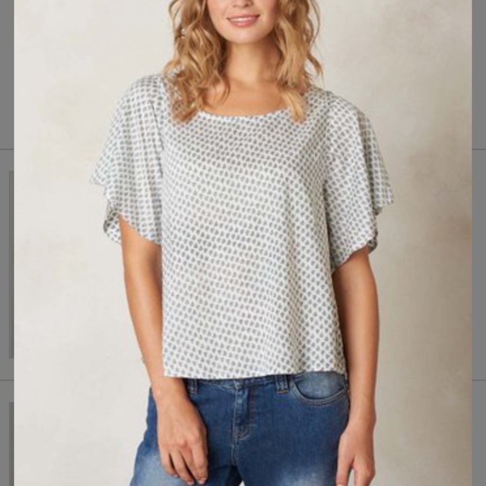 PrAna Emmi Flutter Sleeve Top, Sz XS